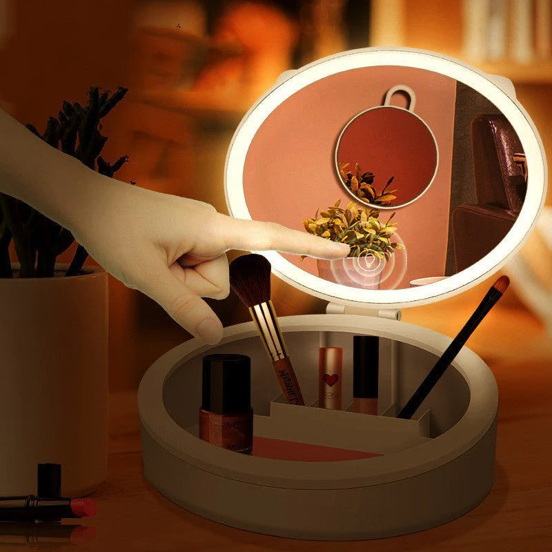 LED Mirror with Organizer – Makeup Station for Dorm or Home - MR RAK