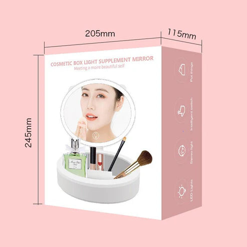 LED Mirror with Organizer – Makeup Station for Dorm or Home - MR RAK