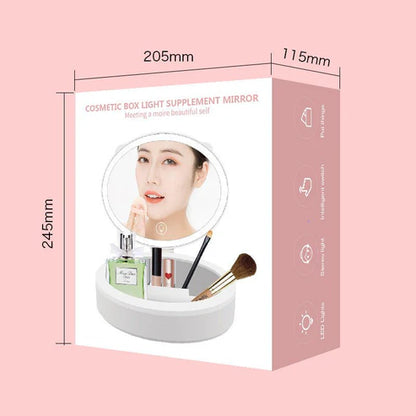 LED Mirror with Organizer – Makeup Station for Dorm or Home - MR RAK