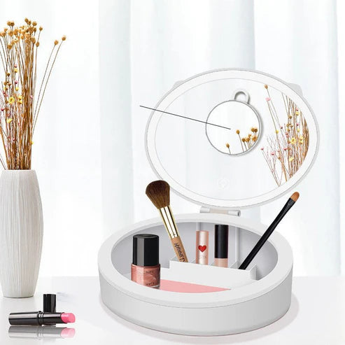 LED Mirror with Organizer – Makeup Station for Dorm or Home - MR RAK